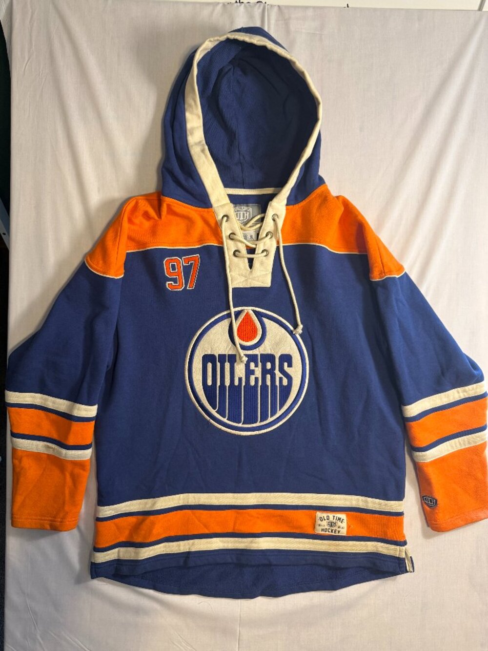 Old Time Hockey Connor McDavid Edmonton Oilers 97 Lacer Hoodie Sweatshirt Mens L